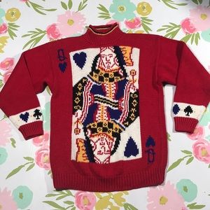 Vintage QUEEN of HEARTS heavy knit sweater M RARE